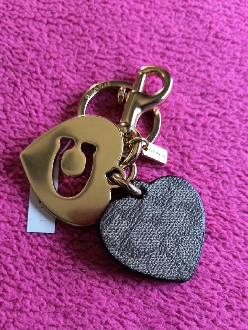 Coach Gold Heart Keyring with Signature 'C' Cutout - Picture 2 of 5